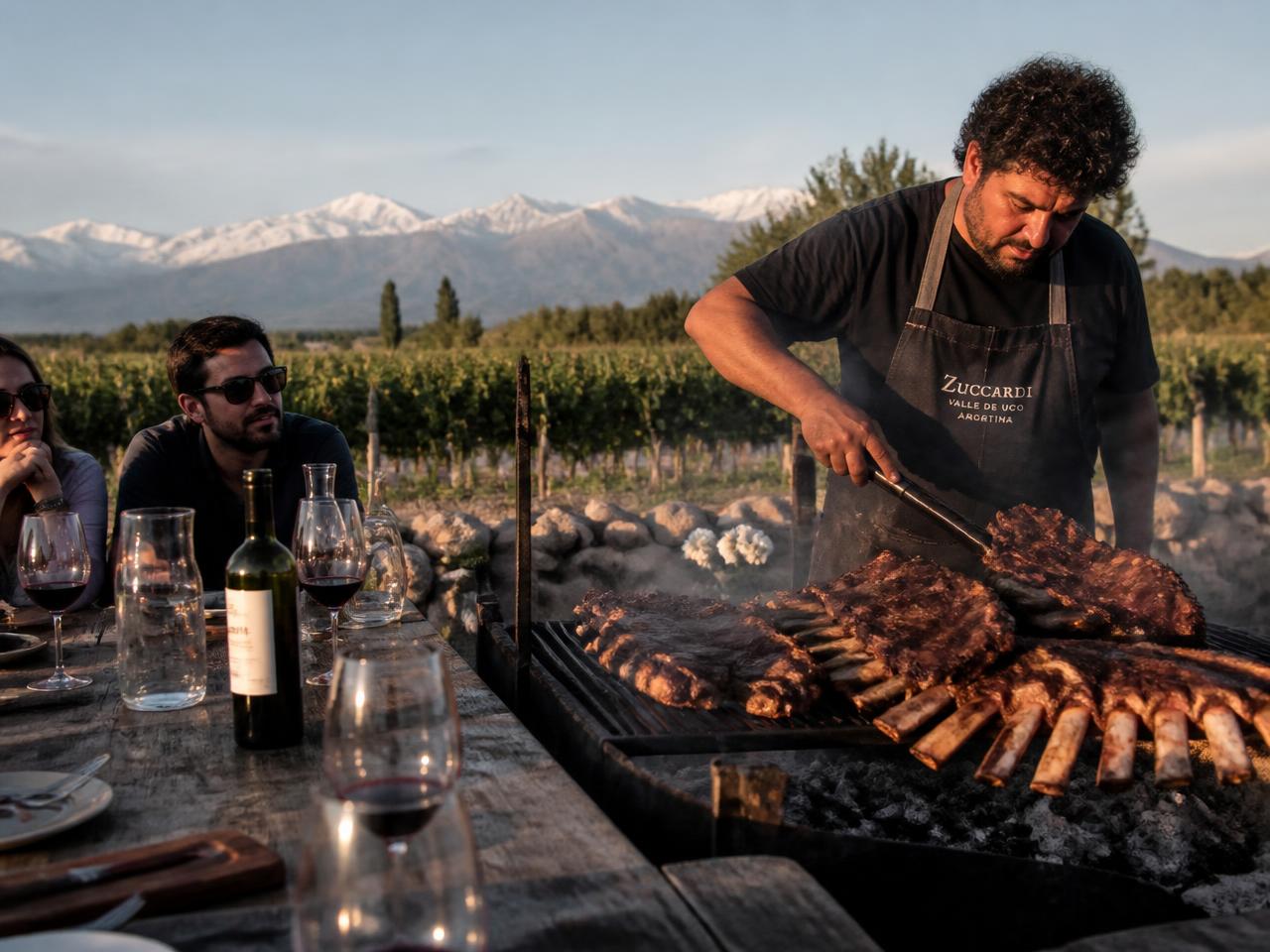 Asado and Malbec at a Mendoza vineyard