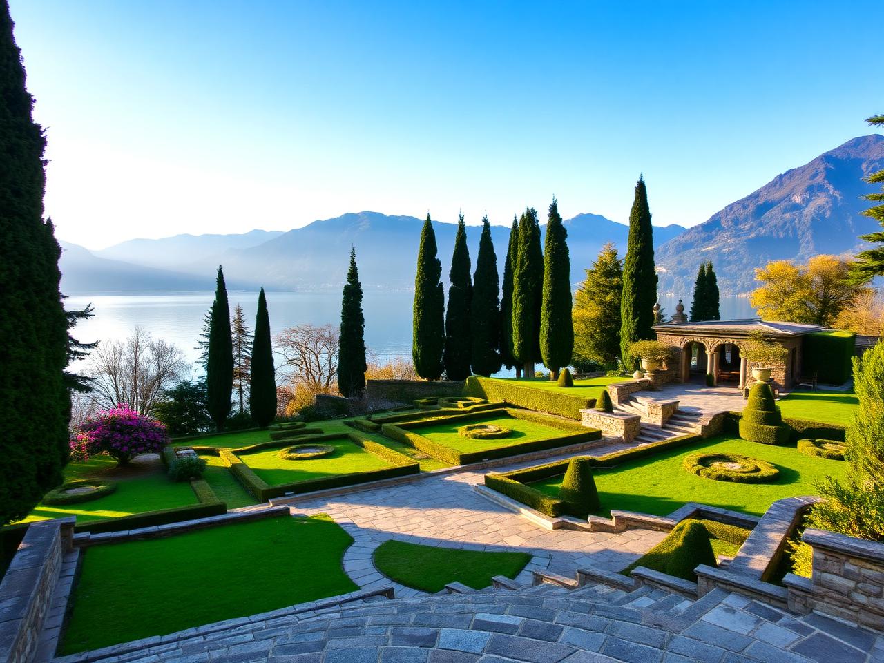 Villa gardens above Lake Como