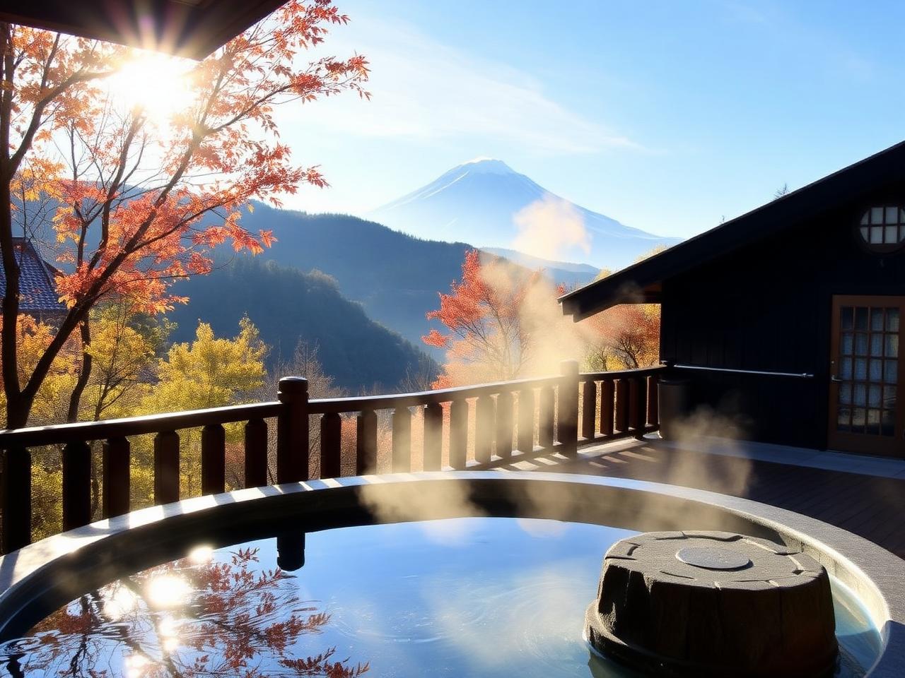Private onsen below Mount Fuji