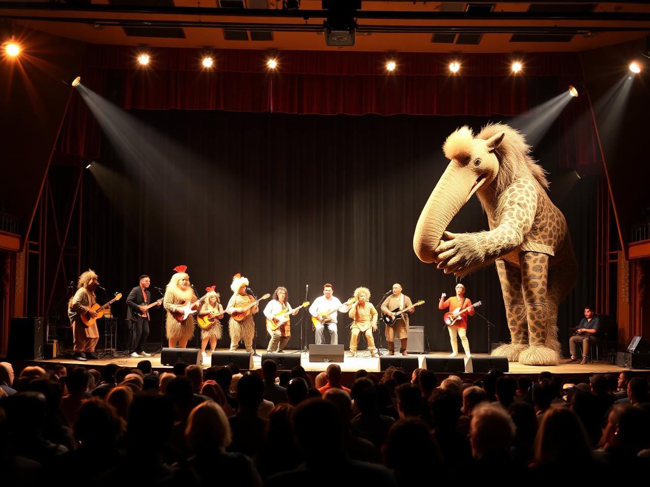 A West End theatre stage lit for a musical