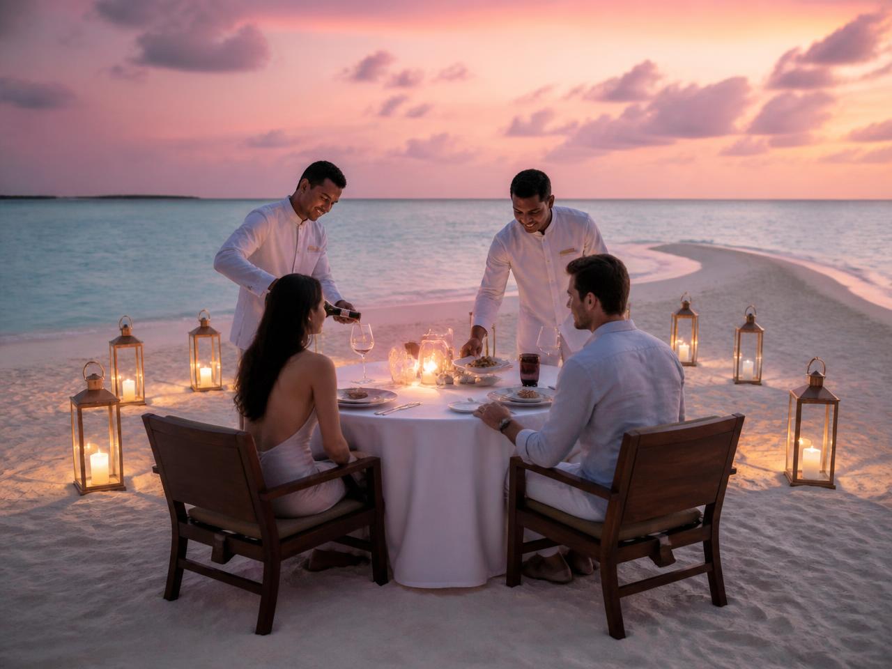 Dinner set on a private sandbank