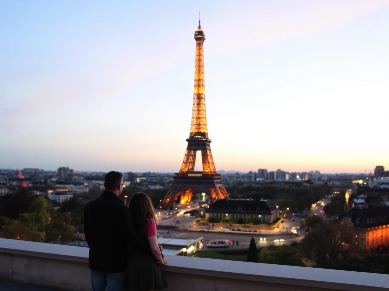 Eiffel Tower at dusk